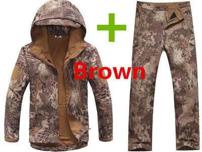 Camo Men Outdoor Waterproof Jacket+Pant