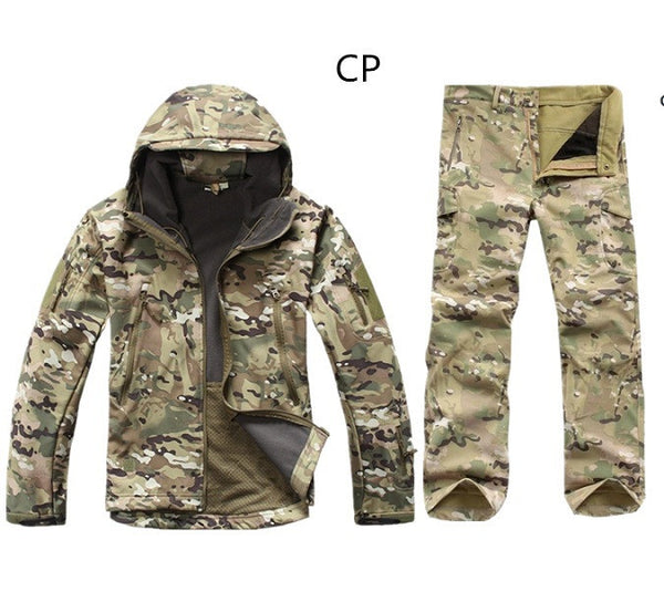 Camo Men Outdoor Waterproof Jacket+Pant